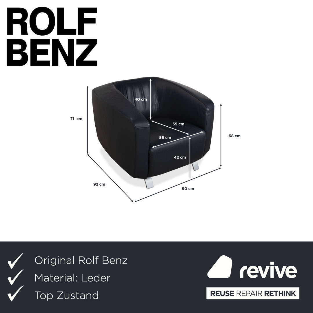 Rolf Benz Leder Sessel Dunkelblau