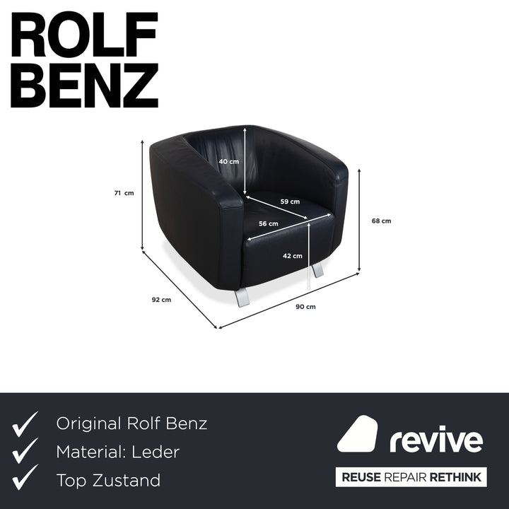 Rolf Benz Leder Sessel Dunkelblau