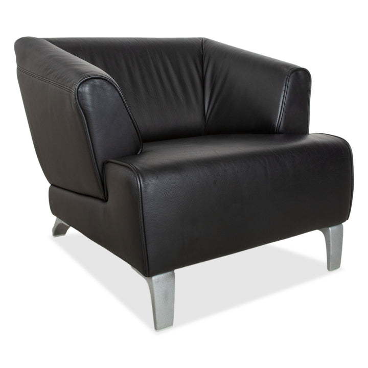Rolf Benz 2300 Leder Sessel Schwarz Metall Füße