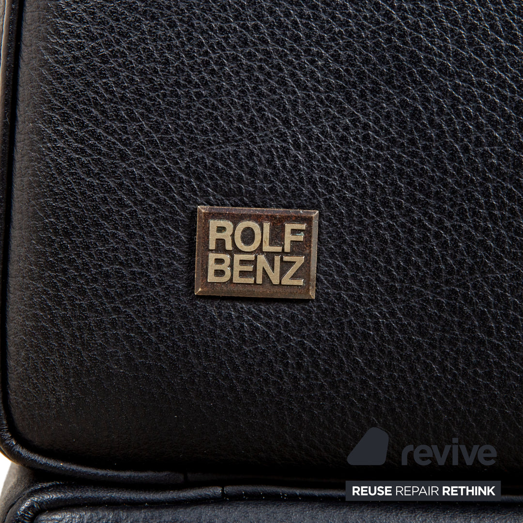 Rolf Benz Black Leather Armchair Executive Chair Metal Swivel Base Swivel Function
