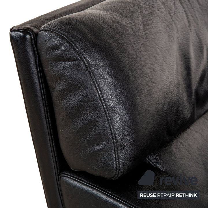 Rolf Benz Black Leather Armchair Executive Chair Metal Swivel Base Swivel Function