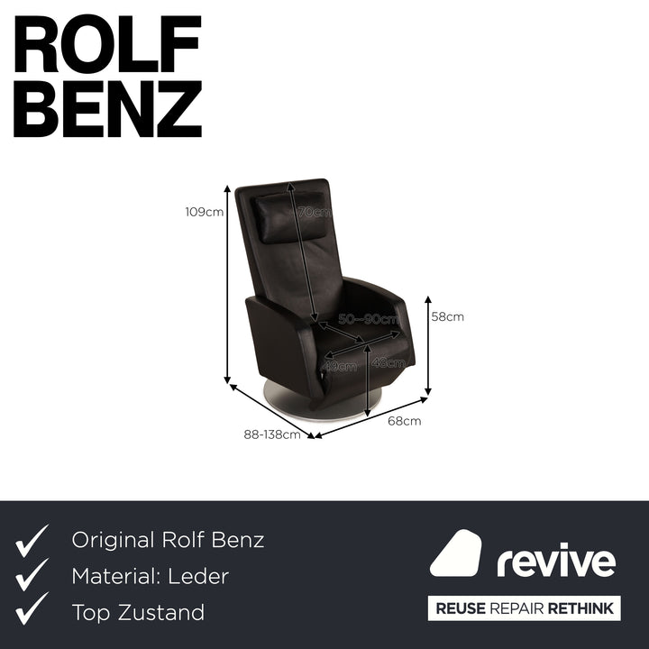Rolf Benz LSE 5800 Leder Sessel Schwarz Funktion Relaxfunktion