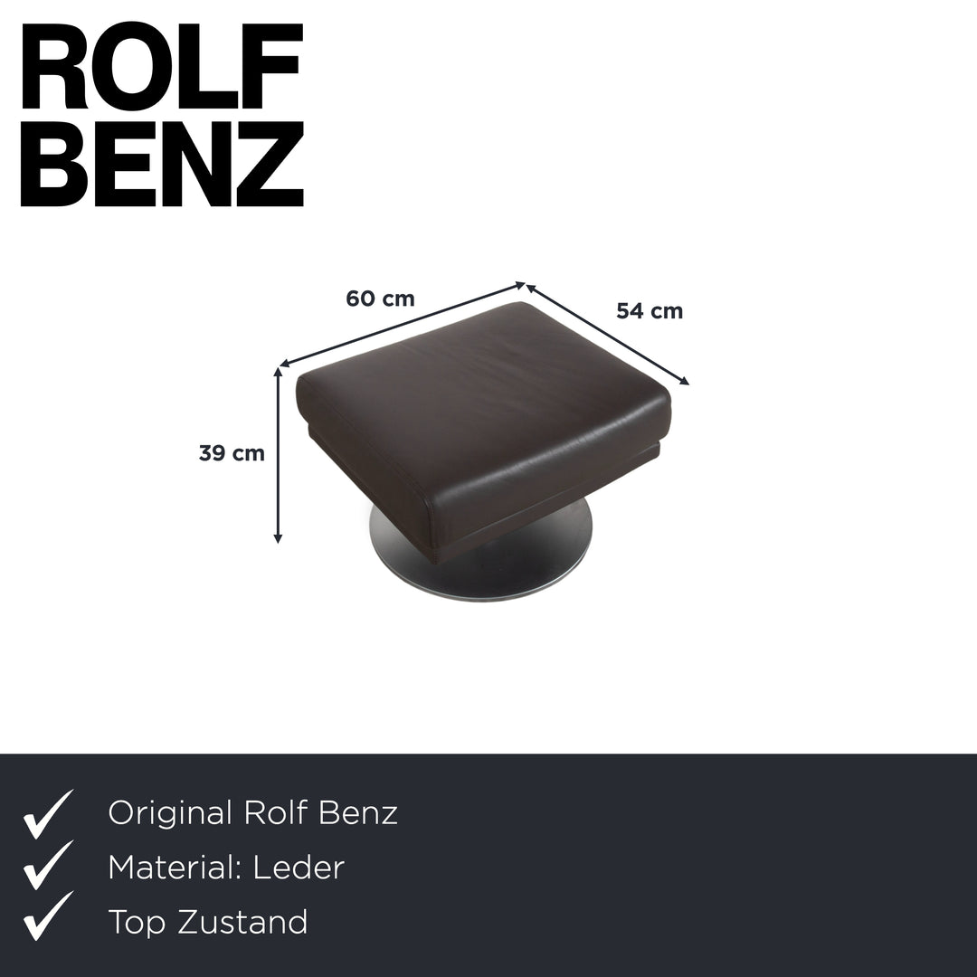 Rolf Benz Leder Metall Sessel Schwarz Anthrazit Dunkelbraun inkl. Hocker