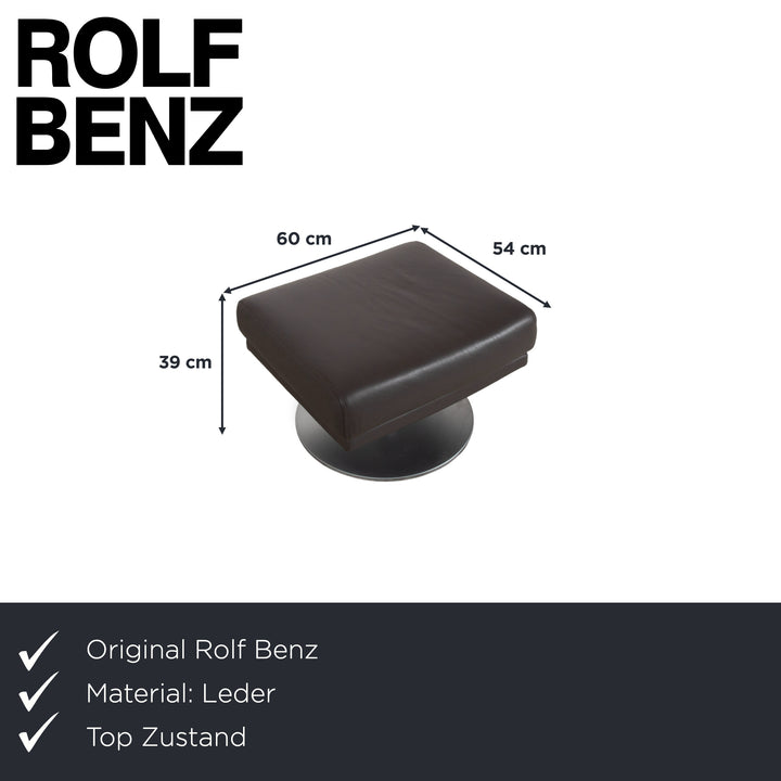 Rolf Benz Leder Metall Sessel Schwarz Anthrazit Dunkelbraun inkl. Hocker
