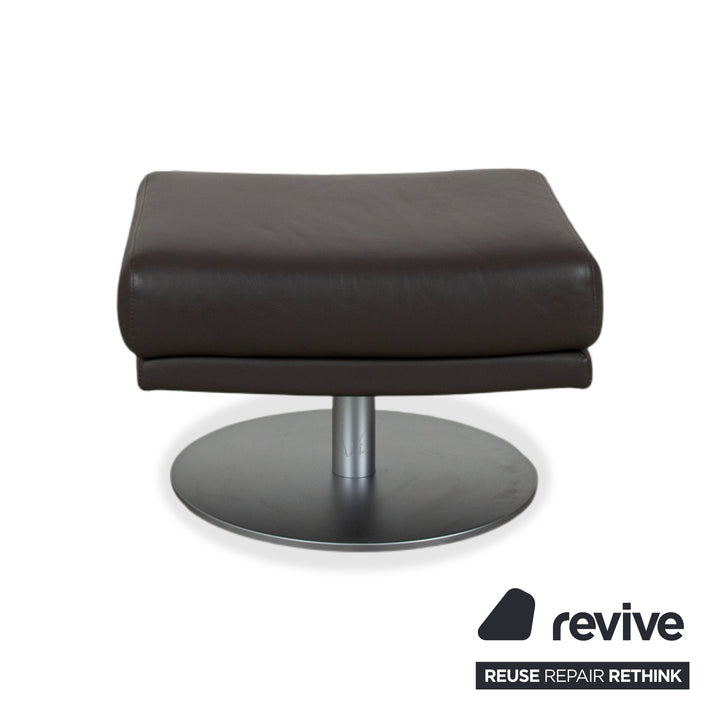 Rolf Benz Leder Metall Sessel Schwarz Anthrazit Dunkelbraun inkl. Hocker