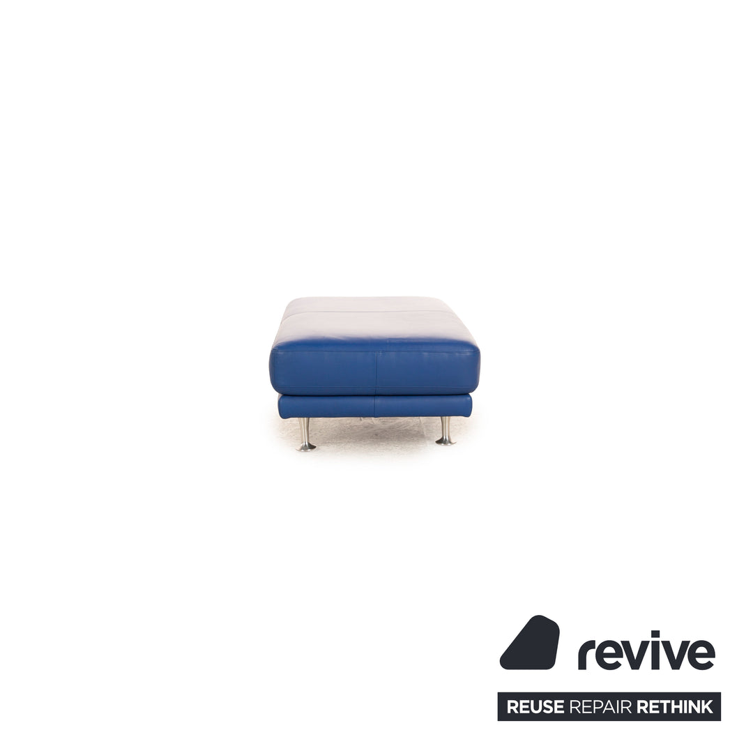 Rolf Benz Leder Sofa Garnitur Blau Sofa Couch Dreisitzer Hocker