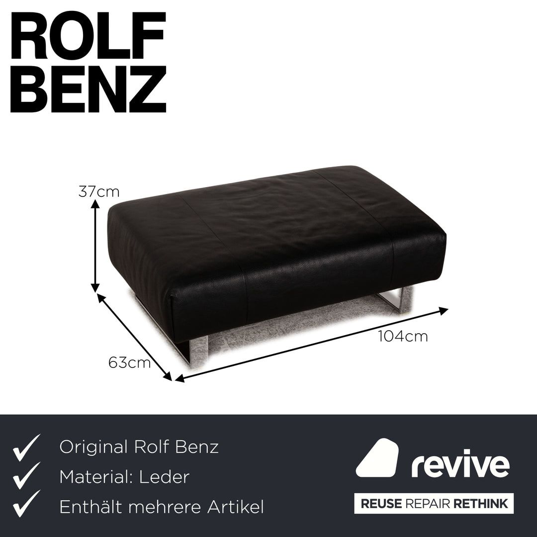 Rolf Benz leather sofa set black three-seater armchair stool sofa couch