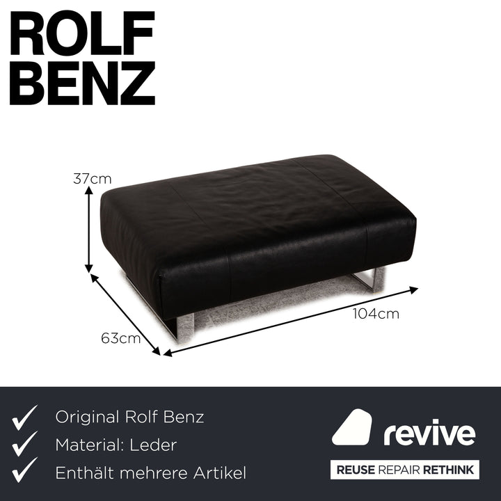 Rolf Benz leather sofa set black three-seater armchair stool sofa couch