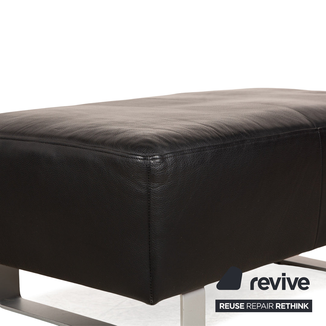 Rolf Benz leather sofa set black manual function two-seater stool couch