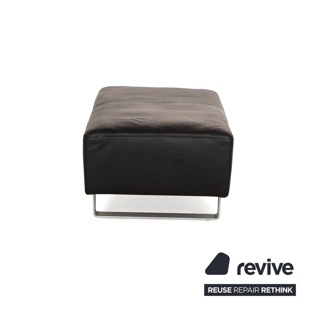 Rolf Benz leather sofa set black manual function two-seater stool couch