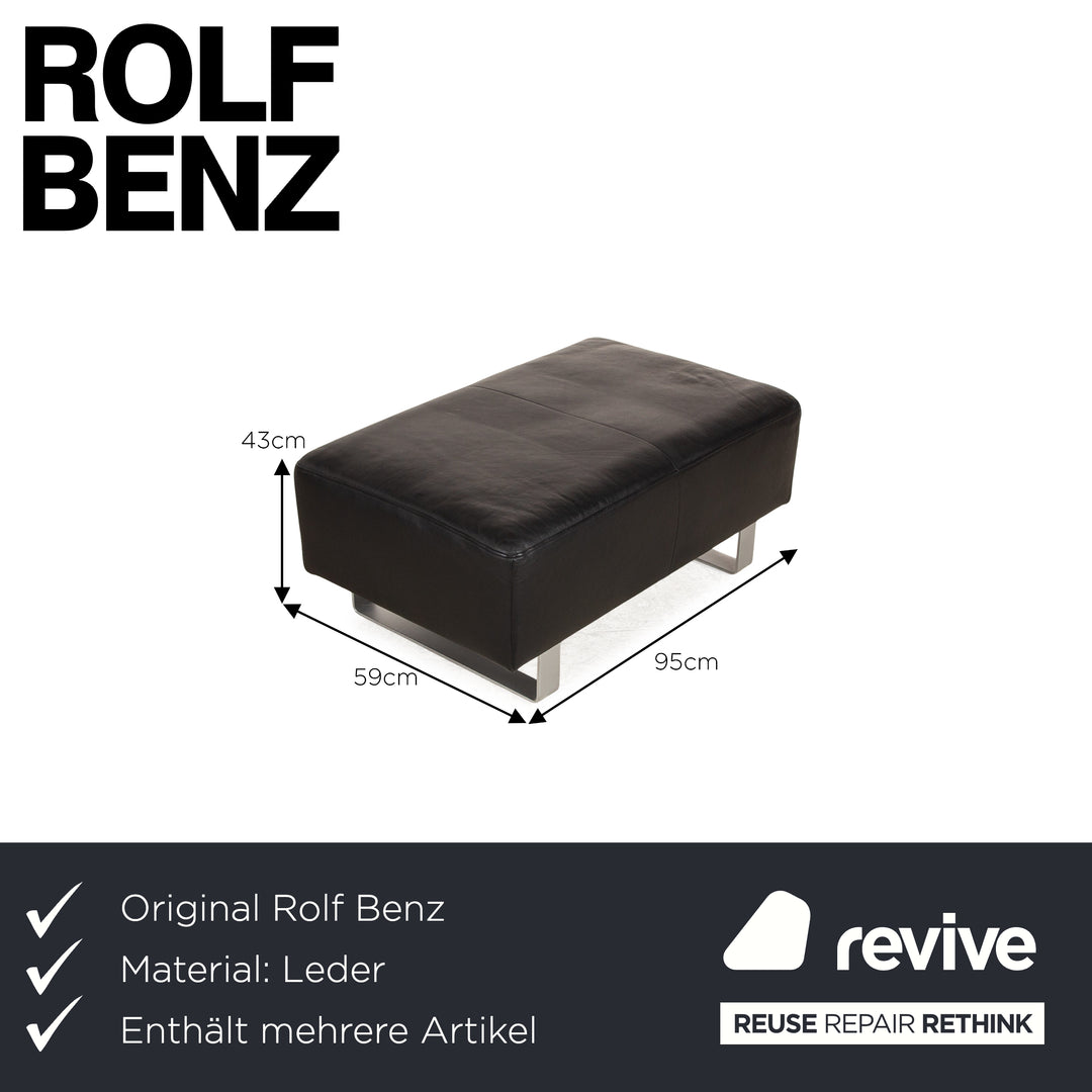 Rolf Benz leather sofa set black manual function two-seater stool couch