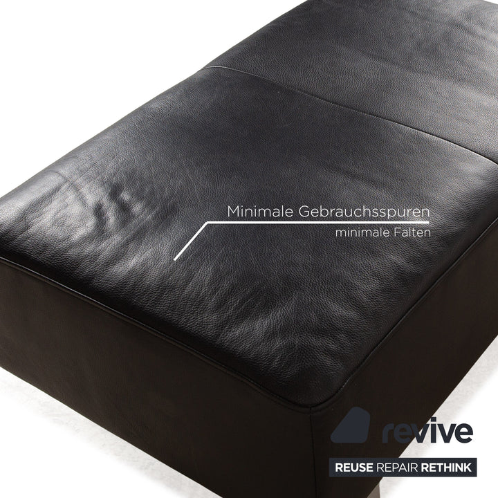 Rolf Benz leather sofa set black manual function two-seater stool couch