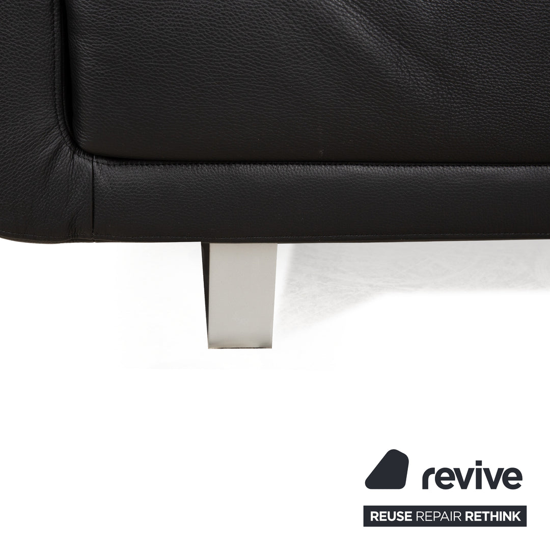 Rolf Benz leather sofa set black manual function two-seater stool couch