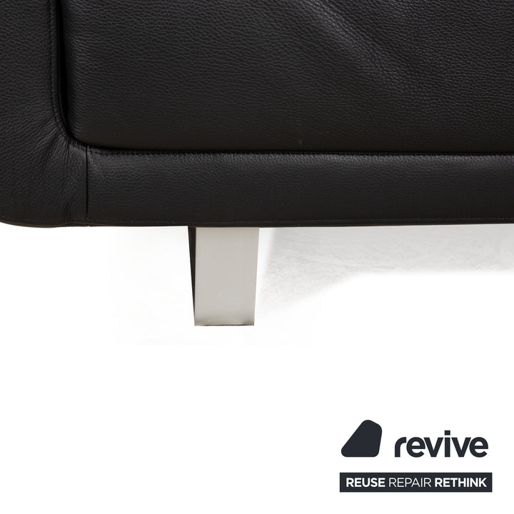 Rolf Benz leather sofa set black manual function two-seater stool couch