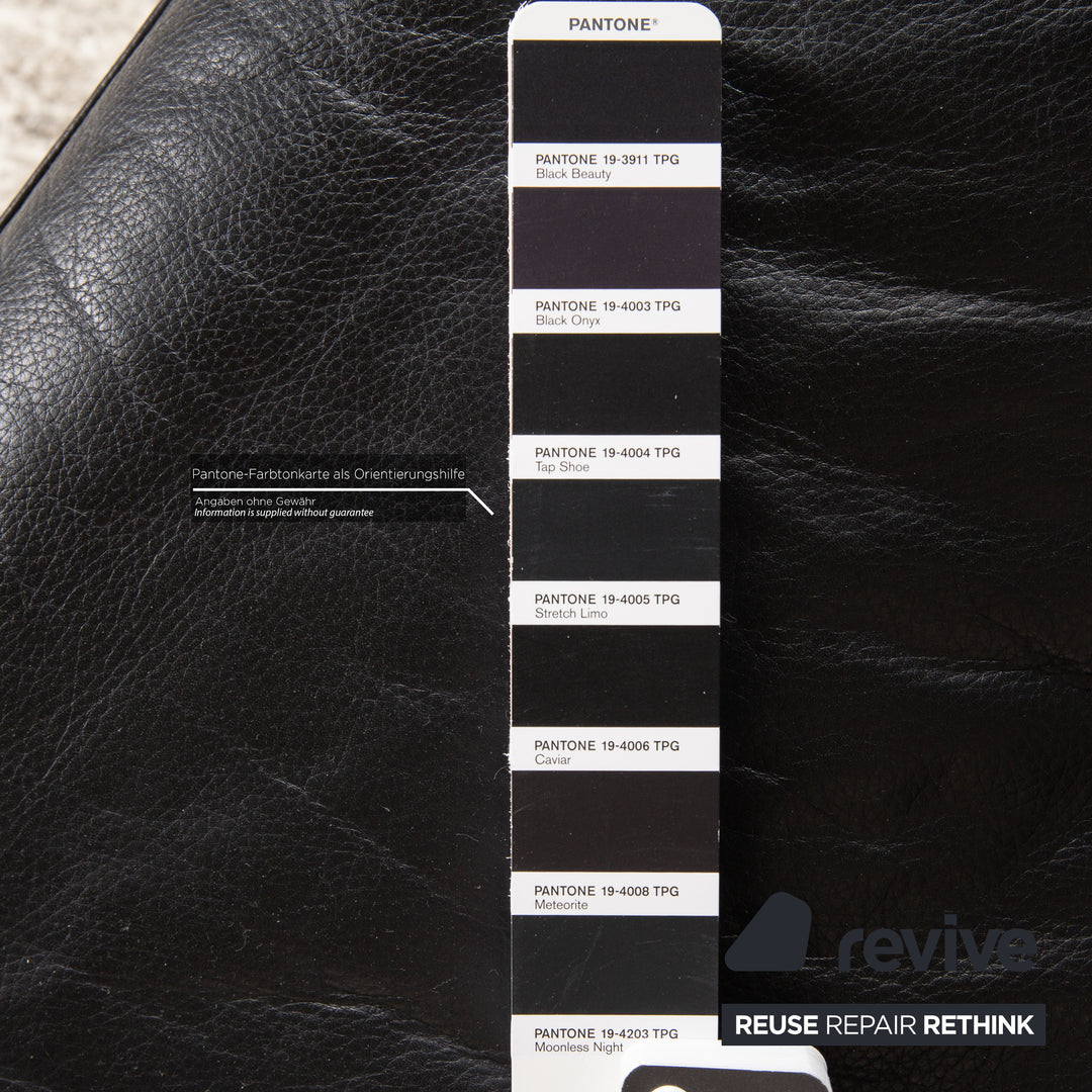 Rolf Benz leather sofa set black manual function two-seater stool couch