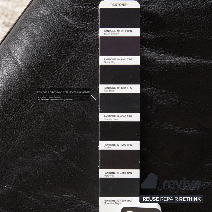 Rolf Benz leather sofa set black manual function two-seater stool couch