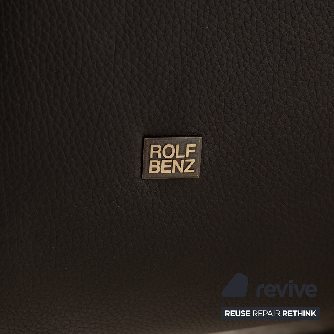 Rolf Benz leather sofa set black manual function two-seater stool couch