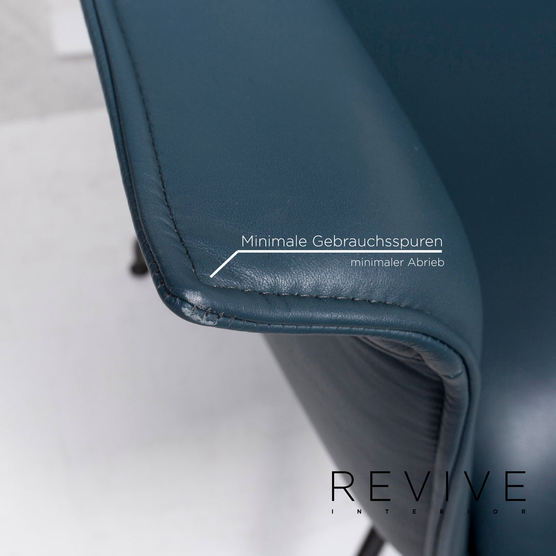 Rolf Benz leather chair blue petrol set 2x armchair #13113