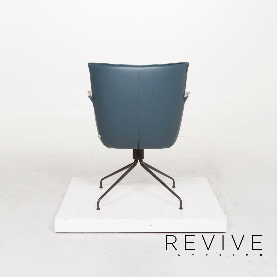 Rolf Benz leather chair blue petrol set 2x armchair #13113