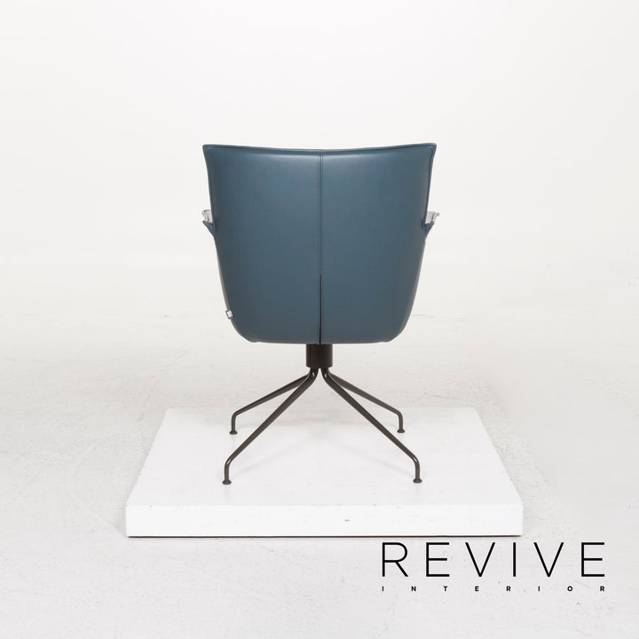 Rolf Benz leather chair blue petrol set 2x armchair #13113