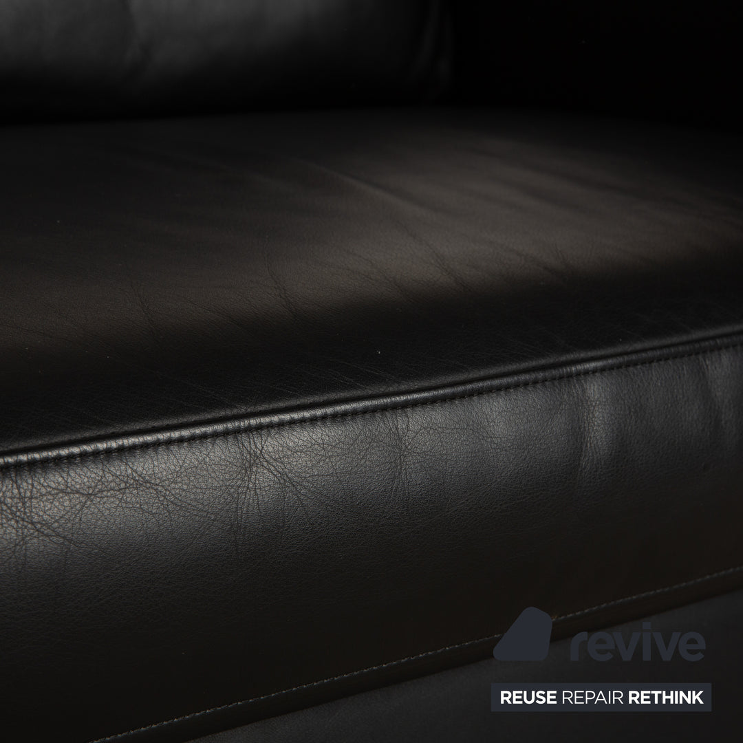 Rolf Benz Leder Vida Zweisitzer Schwarz Sofa Couch