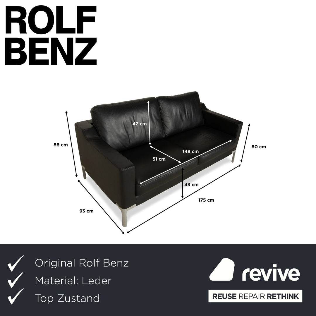 Rolf Benz Leder Vida Zweisitzer Schwarz Sofa Couch