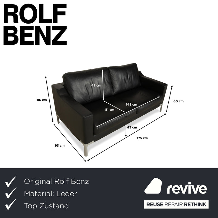 Rolf Benz Leder Vida Zweisitzer Schwarz Sofa Couch