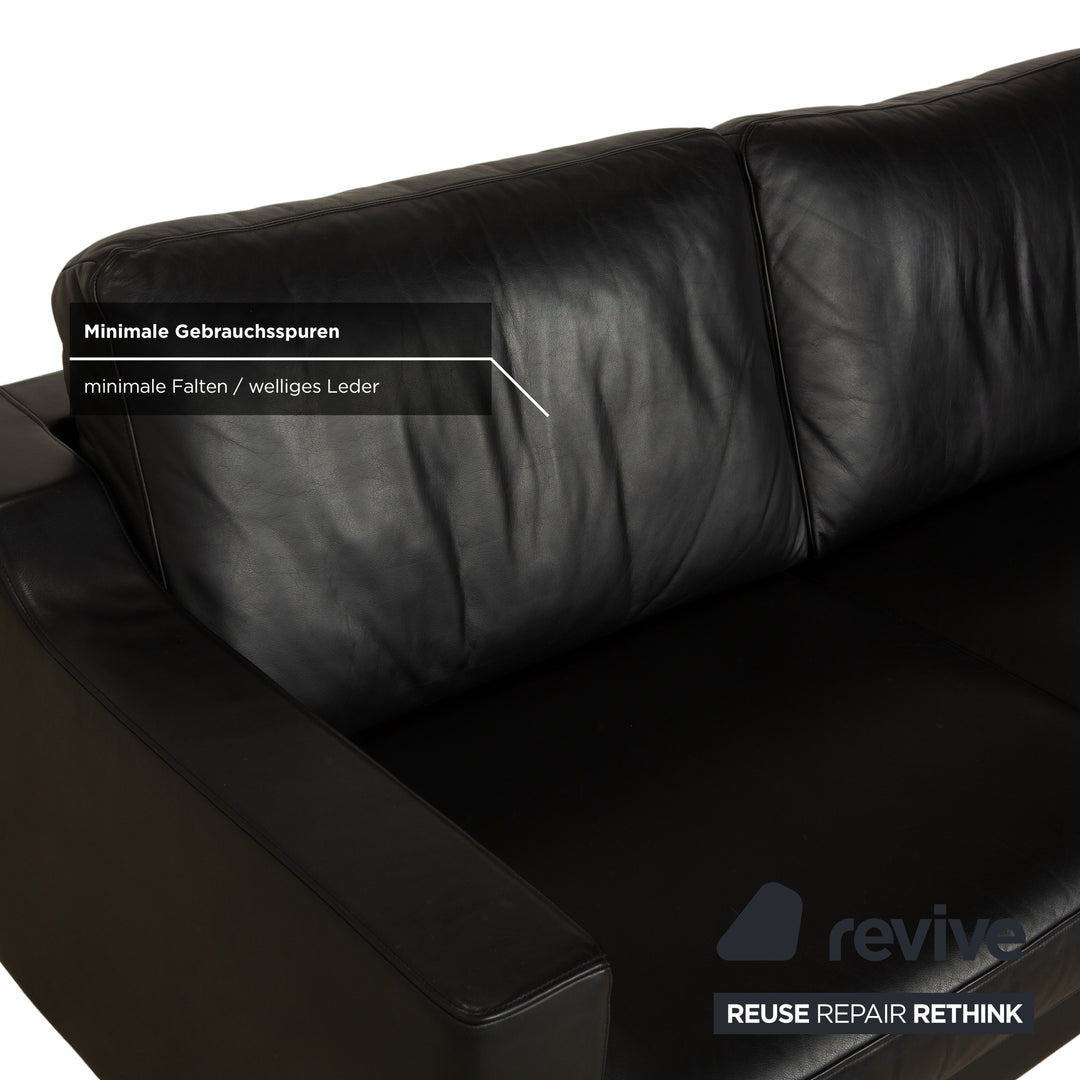 Rolf Benz Leder Vida Zweisitzer Schwarz Sofa Couch