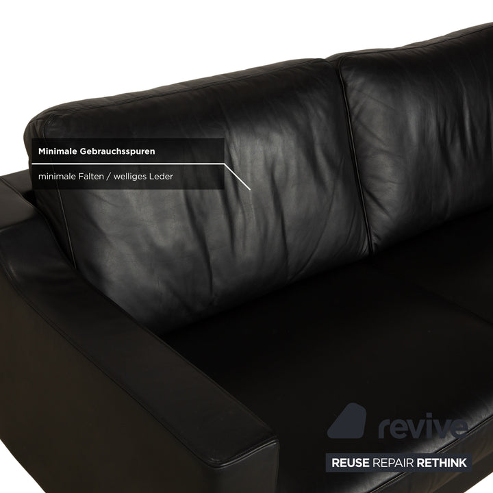 Rolf Benz Leder Vida Zweisitzer Schwarz Sofa Couch
