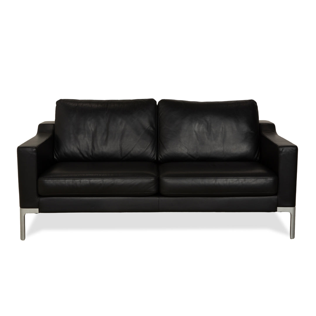 Rolf Benz Leder Vida Zweisitzer Schwarz Sofa Couch