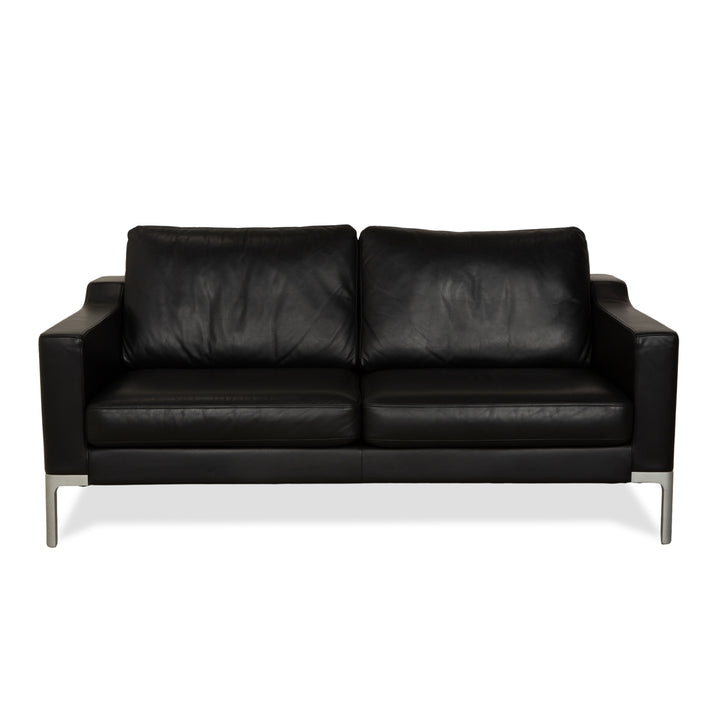 Rolf Benz Leder Vida Zweisitzer Schwarz Sofa Couch