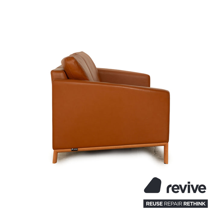 Rolf Benz Leather Two Seater Brown Cognac Sofa Couch