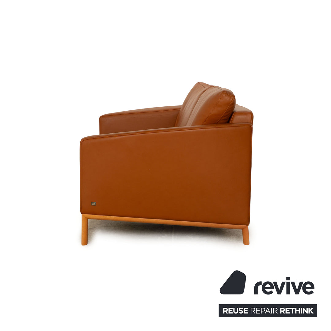 Rolf Benz Leather Two Seater Brown Cognac Sofa Couch