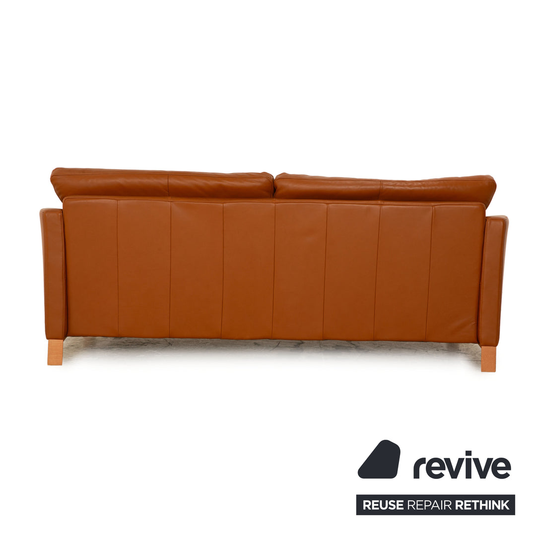 Rolf Benz Leather Two Seater Brown Cognac Sofa Couch