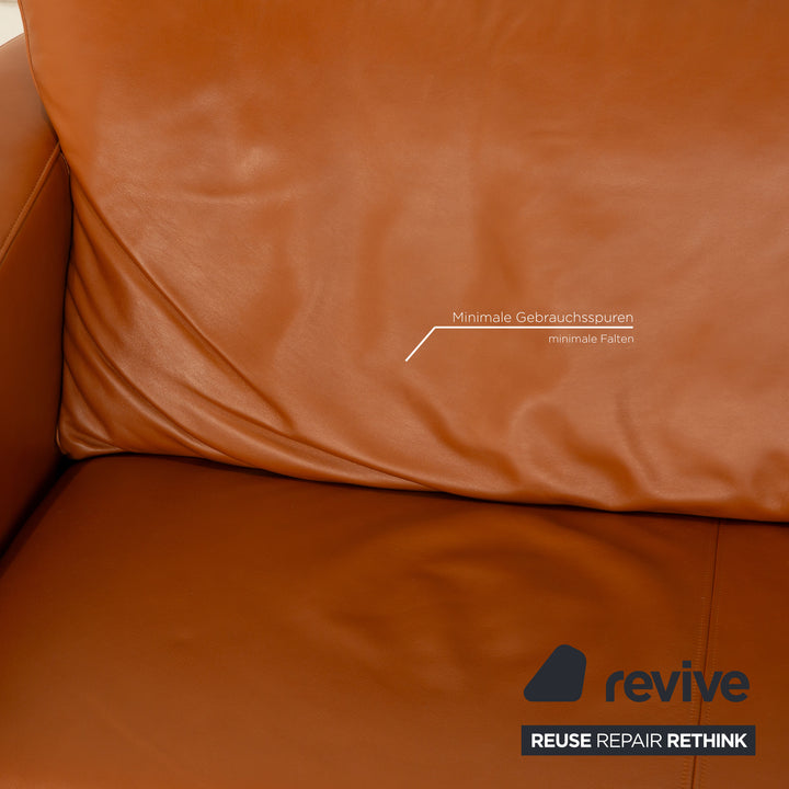 Rolf Benz Leather Two Seater Brown Cognac Sofa Couch