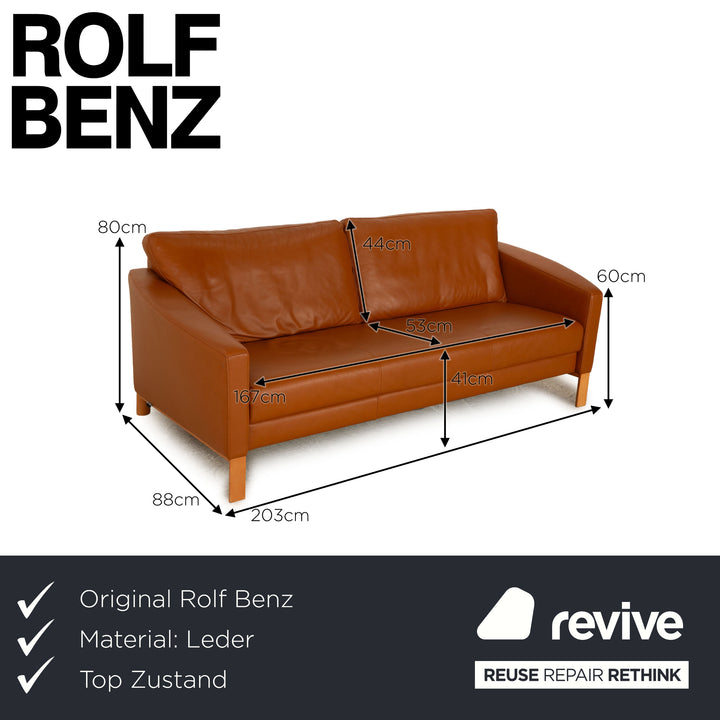 Rolf Benz Leather Two Seater Brown Cognac Sofa Couch