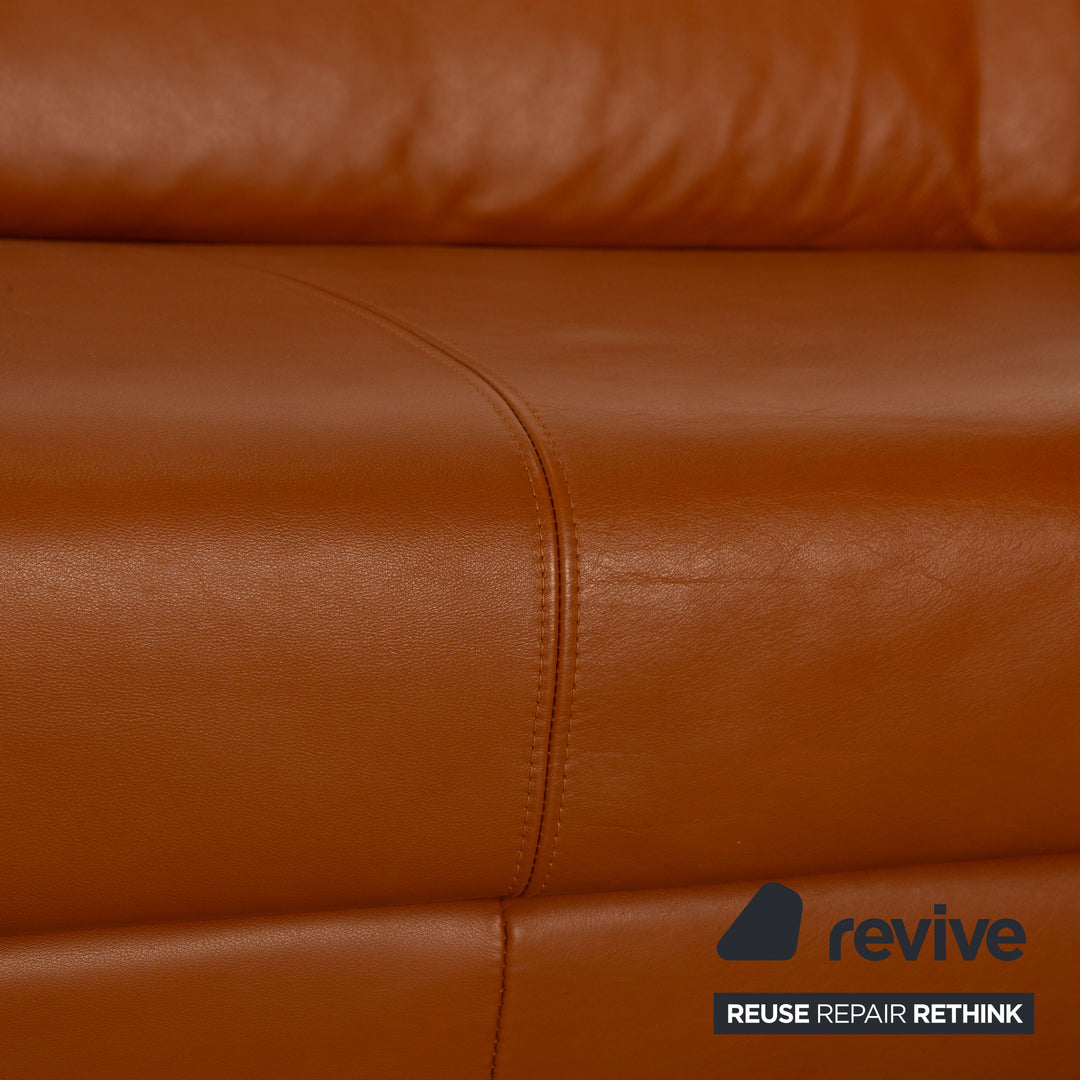 Rolf Benz Leather Two Seater Brown Cognac Sofa Couch