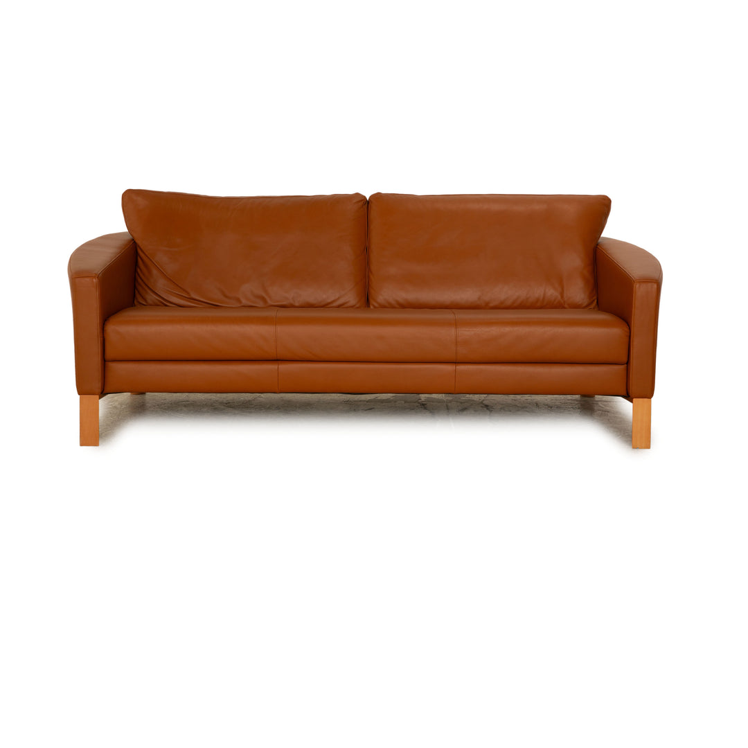 Rolf Benz Leather Two Seater Brown Cognac Sofa Couch