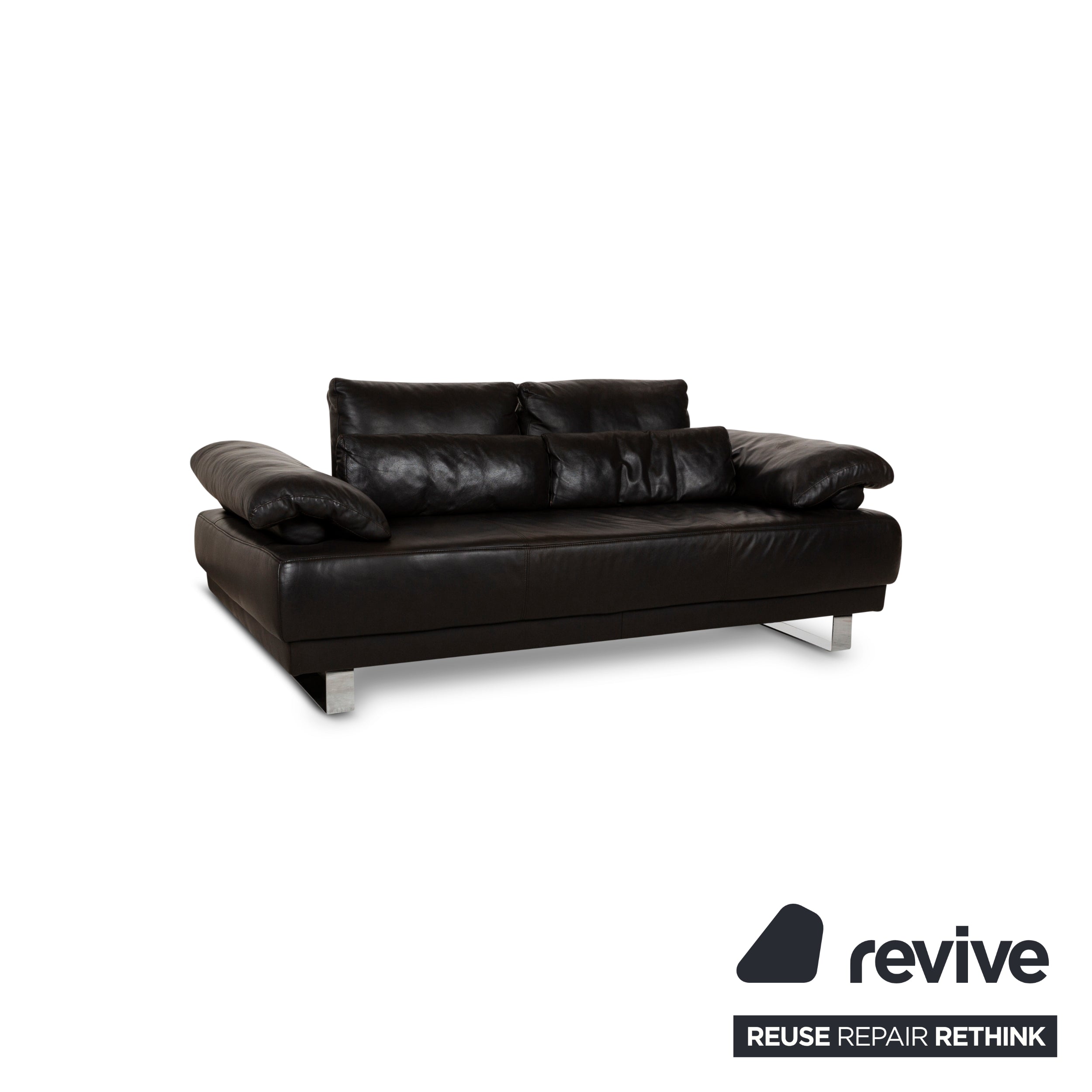 Rolf Benz Leather Two-Seater Brown Sofa Couch