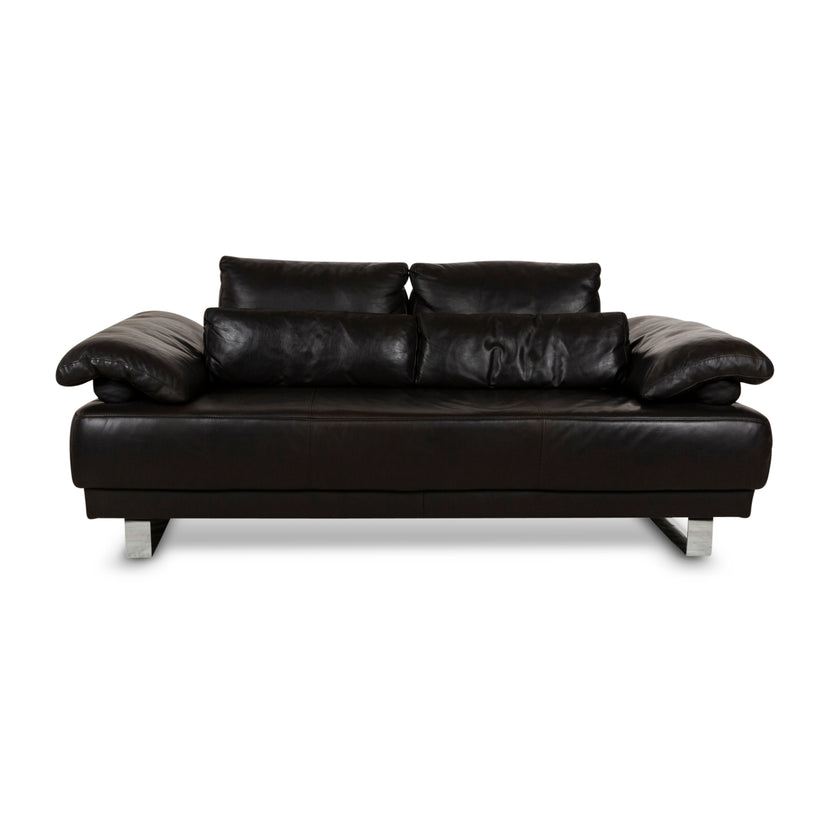 Rolf Benz Leather Two-Seater Brown Sofa Couch