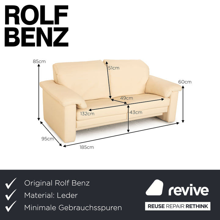 Rolf Benz leather two-seater cream sofa couch