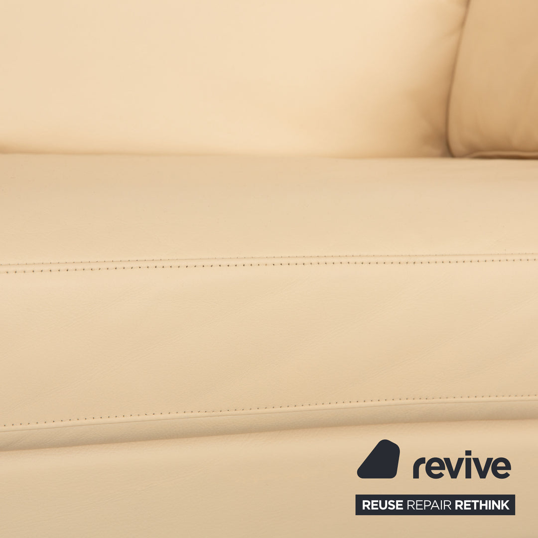 Rolf Benz leather two-seater cream sofa couch