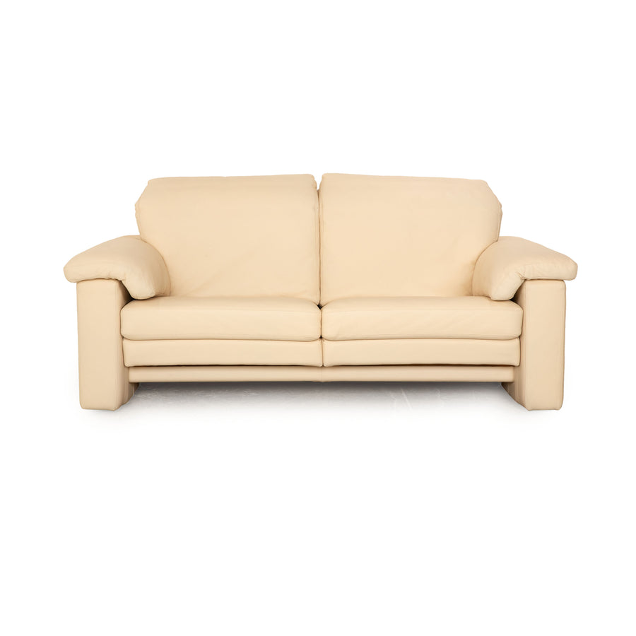 Rolf Benz leather two-seater cream sofa couch