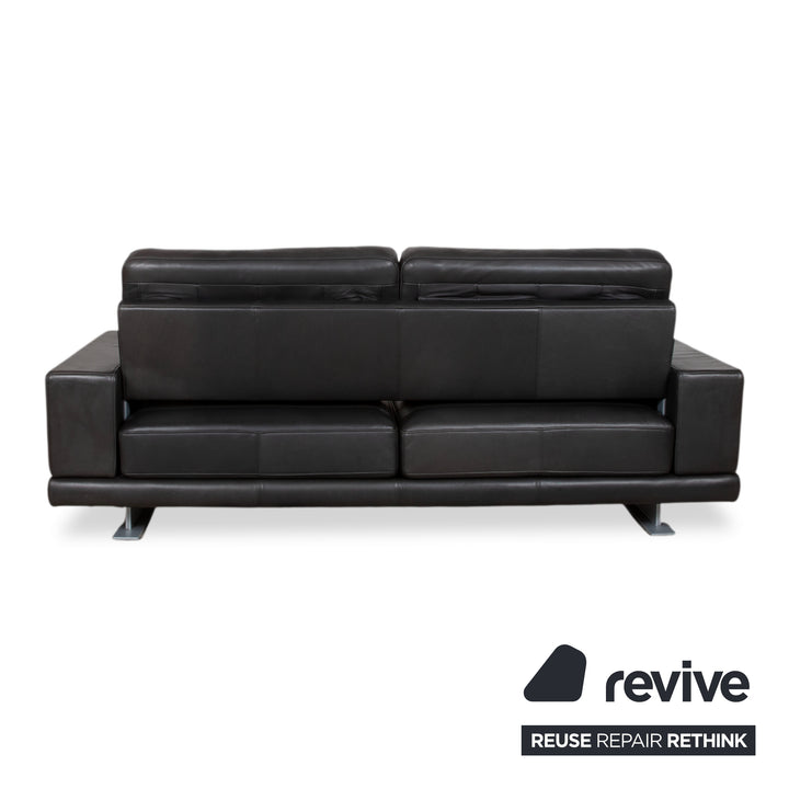Rolf Benz Leder Zweisitzer Schwarz Sofa Couch