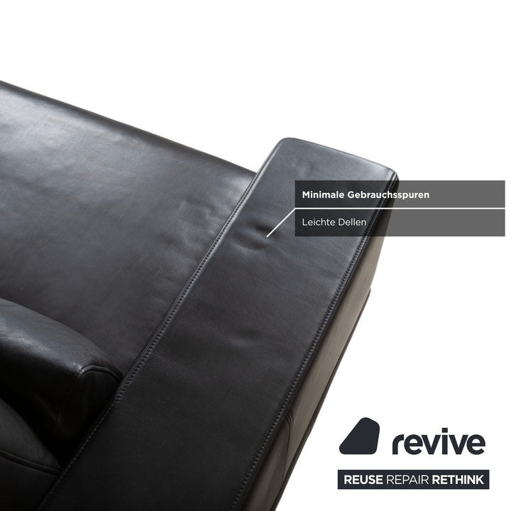 Rolf Benz Leder Zweisitzer Schwarz Sofa Couch
