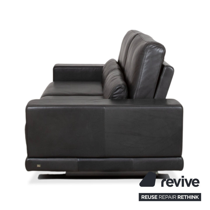 Rolf Benz Leder Zweisitzer Schwarz Sofa Couch