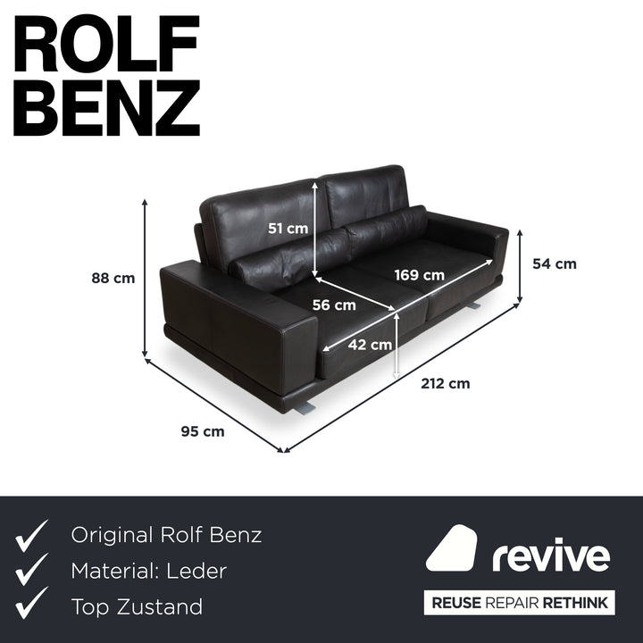 Rolf Benz Leder Zweisitzer Schwarz Sofa Couch