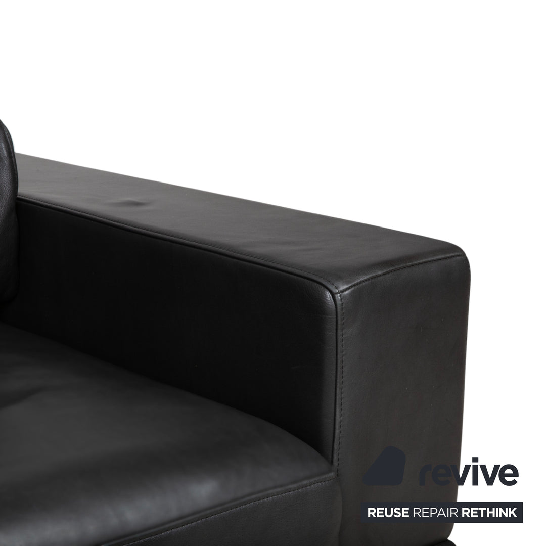 Rolf Benz Leder Zweisitzer Schwarz Sofa Couch