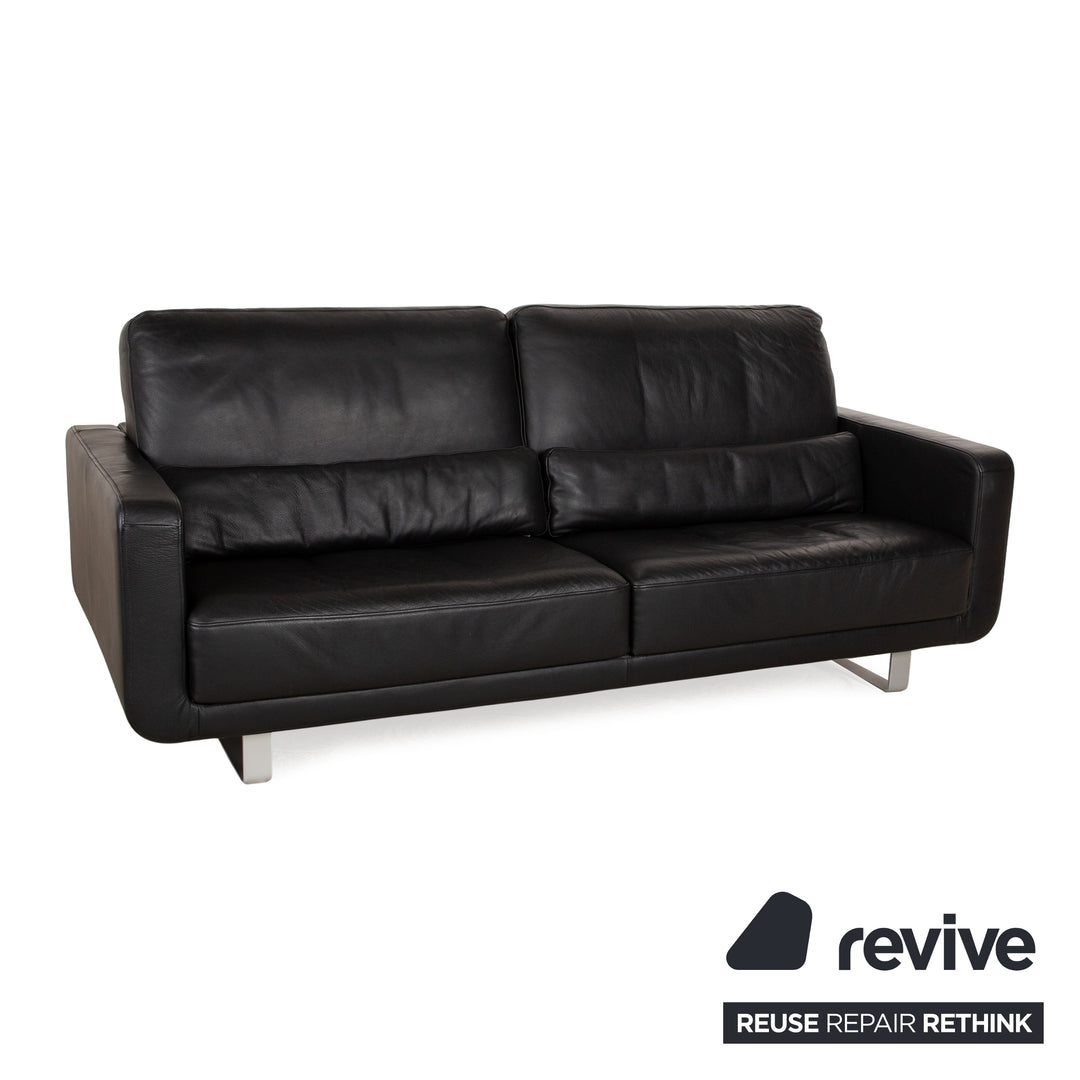 Rolf Benz Leder Zweisitzer Schwarz manuelle Funktion Sofa Couch