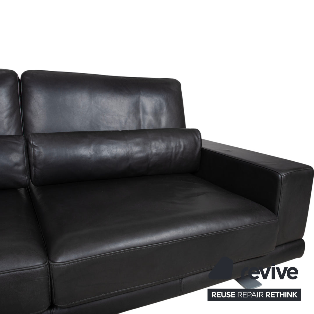 Rolf Benz Leder Zweisitzer Schwarz Sofa Couch
